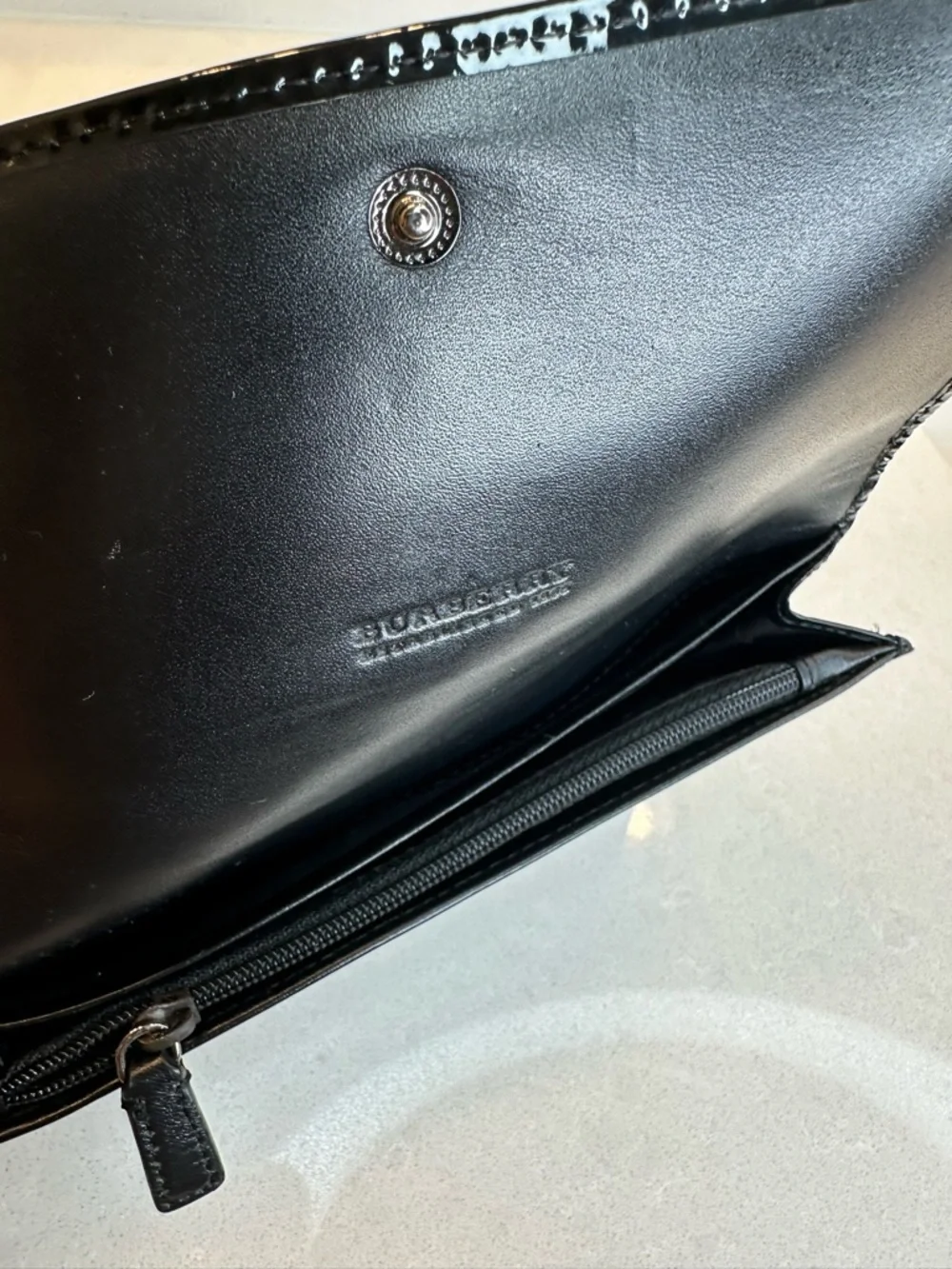 Burberry Beige Plaid Wallet with Black Patent Trim - Picture 7 of 9